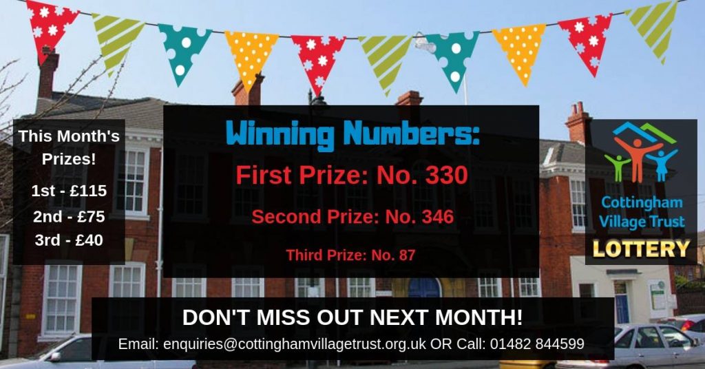Here are the winners of the new Cottingham Village Trust 500 Club Lottery!